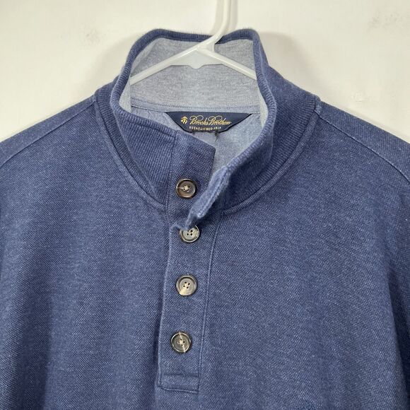 Brooks Brothers Mock Neck Henley Sweater Mens Size XL Blue Embroidered Logo LS - Picture 5 of 11